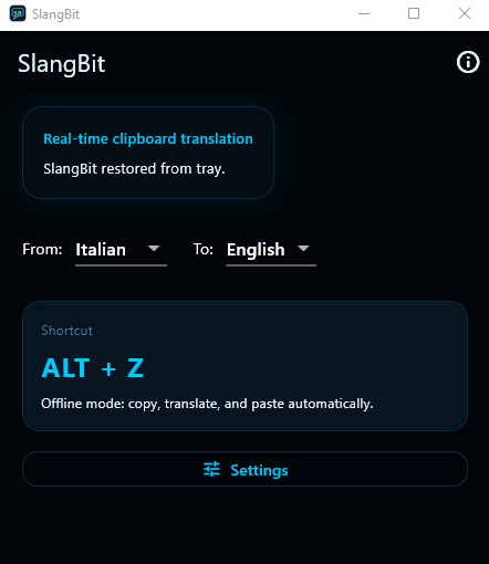 SlangBit real Windows interface